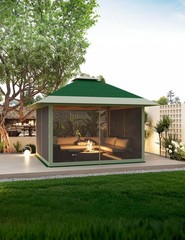 12&prime; x 12&prime; Outdoor Gazebo Heavy Duty Double Roof Patio Gazebo w/ Netting Curtain