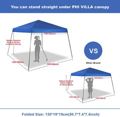 Gazebo Awning Pop-up Outdoor Canopy Tent 12x12ft For Patio Garden Party Blue