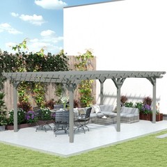 Outsunny Wooden Pergola Outdoor Gazebo with Stable Structure, Gray
