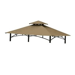 Tanxianzhe Grill Gazebo Replacement Canopy Top Cover 5×8 Double Tiered Khaki