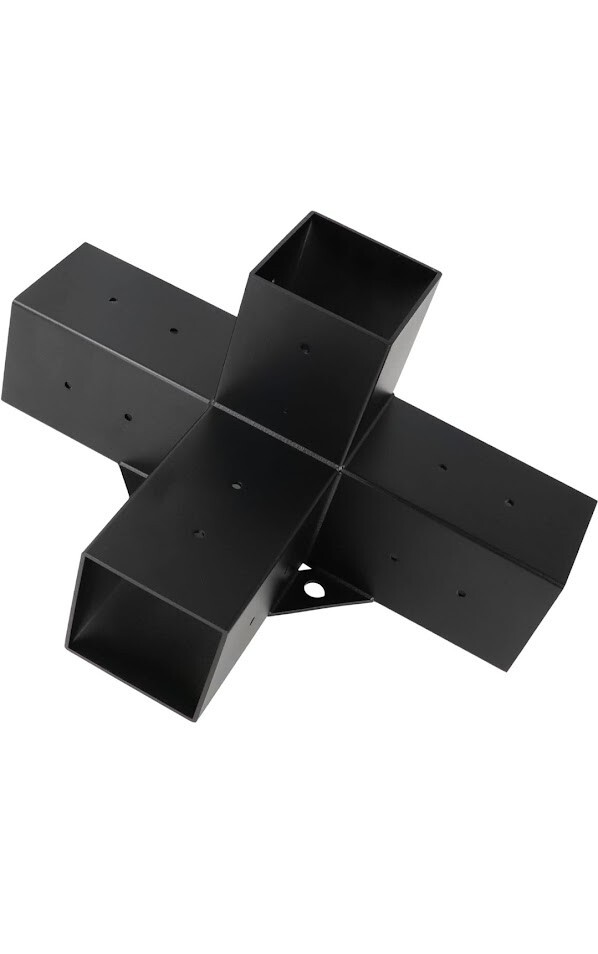 Aluminum Pergola Bracket 4-Way Corner Extension Powder Coated 4×4 Post DIY