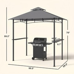 8&prime; x 5&prime; Hardtop Grill Gazebo with Double Roof BBQ Gazebo