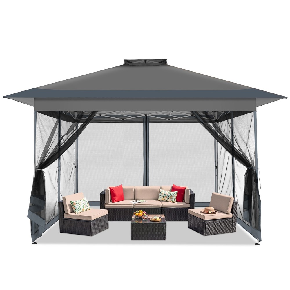 13&rsquo;x13&prime; Pop up Gazebo Screen Tent Outdoor Garden Patio Canopy with 4 Sandbags