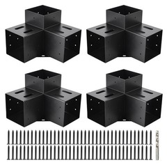 4×4 3-Way Pergola Brackets, 90° Right Angle Corner Extension,Powder Coated- 4PCS