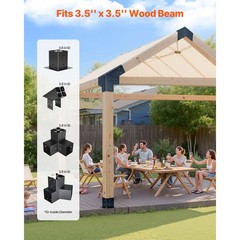 4×4 Inch Pergola Bracket Kit Inner 3.5×3.5 3- and 4-Way Brackets for Gazebo