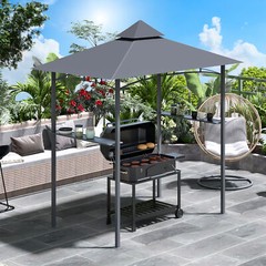 8&prime; x 5&prime; Hardtop Grill Gazebo with Double Roof BBQ Gazebo