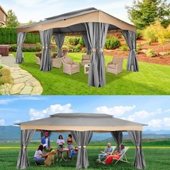 Outdoor Gazebo 11×11 12×20 Heavy Duty Canopy Patio Tent with Mosquito Netting
