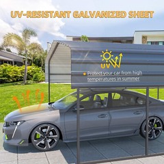 12×25 ft Galvanized Roof Steel Carport Outdoor Heavy Duty Gazebo Garage Shelter