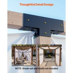 4×4 Inch Pergola Bracket Kit Inner 3.5×3.5 3-Way Woodworks DIY Post 2 pcs