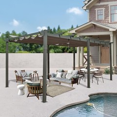 Domi Outdoor Living 11&rsquo;X20&rsquo;Outdoor Pergola w/Retractable Canopy Aluminum Shelter
