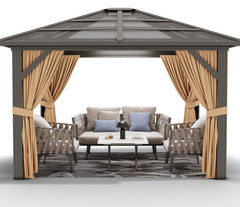 10×10/12×10 FT Hardtop Gazebo Outdoor Canopy Aluminum Frame Gazebo for Patio