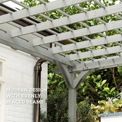 Outsunny Wooden Pergola Outdoor Gazebo with Stable Structure, Gray