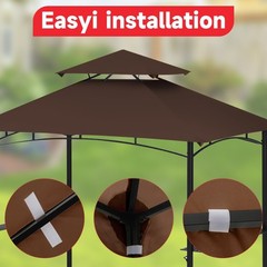 Outdoor BBQ Grill Gazebo Replacement Canopy Top – 5&prime; x 8&prime; Waterproof Double Tier