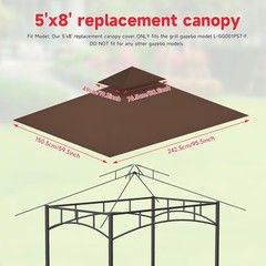 Outdoor BBQ Grill Gazebo Replacement Canopy Top – 5&prime; x 8&prime; Waterproof Double Tier