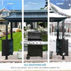 SHPAI 6&rsquo;×10&prime; Outdoor Hardtop Metal Grill Gazebo w/ Double Roof for Patio,Grey