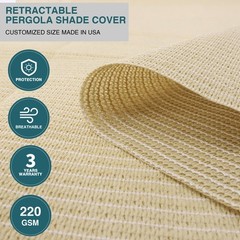3/4/7FT Beige Retractable Pergola Replacement Shade Cover Wave Sail Awning Deck