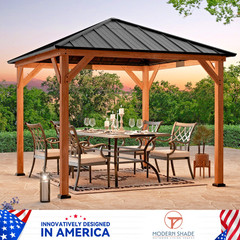 Tranquil Grove Wood Gazebo 10&prime; x 10&prime;, Permanent Cedar Framed Wooden Gazebo