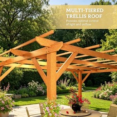 Dark Brown Fir Wood Pergola 118.1&Prime; L x 157.5&Prime; W x 86.6&Prime; H