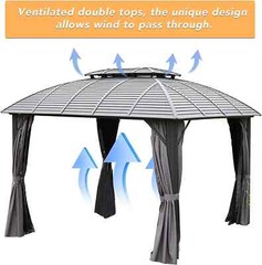 10&prime; x 12&prime; Hardtop Gazebo Outdoor Aluminum Arc Gazebo for Patios Double Roof