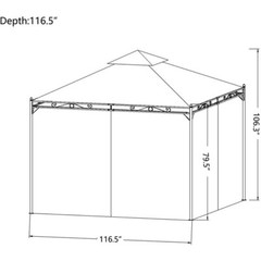 VIRUBI 9.7ft.Lx9.7ft. W Outdoor Canopy Patio Gazebo Steel Vented Top with Privac