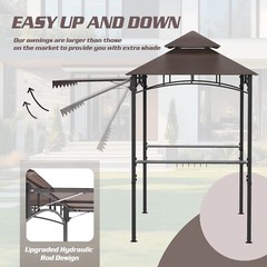 8&rsquo;X8&prime; Grill Gazebo Canopy – Heavy Duty Steel Frame, Double Tiered Grill Canopy